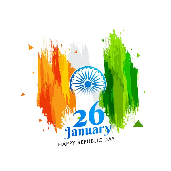 Joyeux Jour République Conception Carte Voeux Avec Drapeau Indien Couleur — Image vectorielle