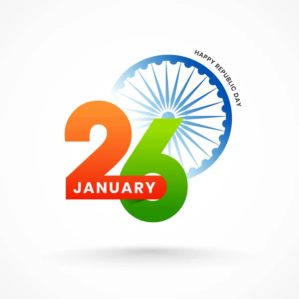 Carte Vœux Happy Republic Day Avec Lettrage Janvier Illustration Ashoka — Image vectorielle