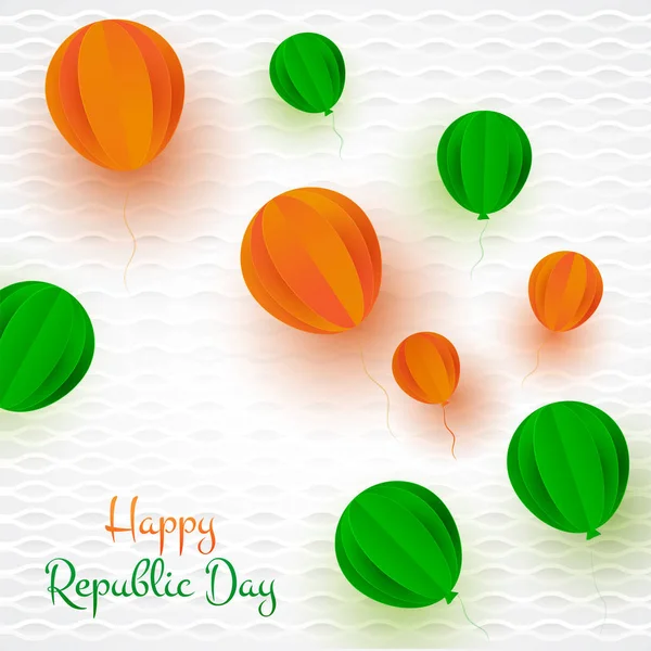 Happy Republic Day Greeting Card Design Decorated Paper Origami Balloons — Stock Vector