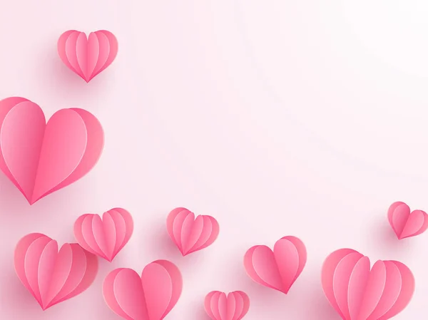 Kreativer Papierschnitt Herz Dekoriert Glänzend Rosa Hintergrund Mit Platz Für — Stockvektor