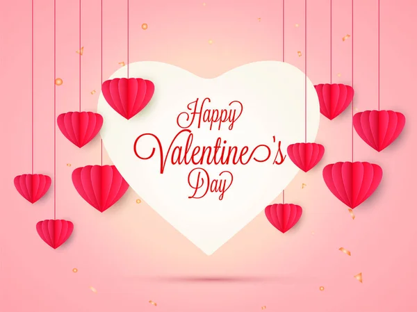 Joyeux Valentine Day Design Carte Voeux Décoré Avec Des Coeurs — Image vectorielle