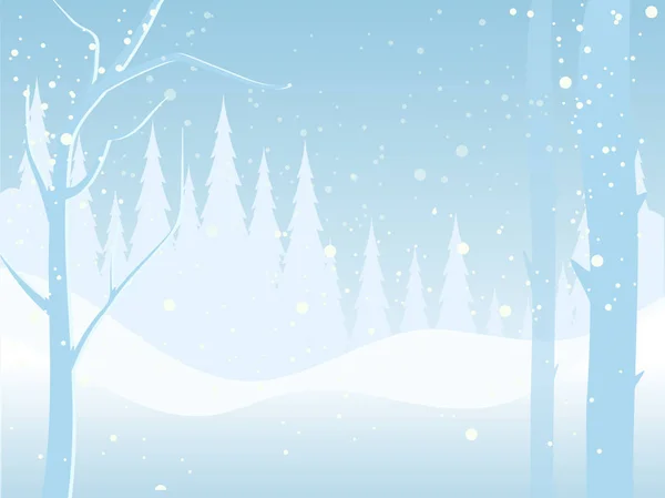 Schneebedeckte Winterlandschaft Mit Bergen Und Weihnachtsbäumen — Stockvektor