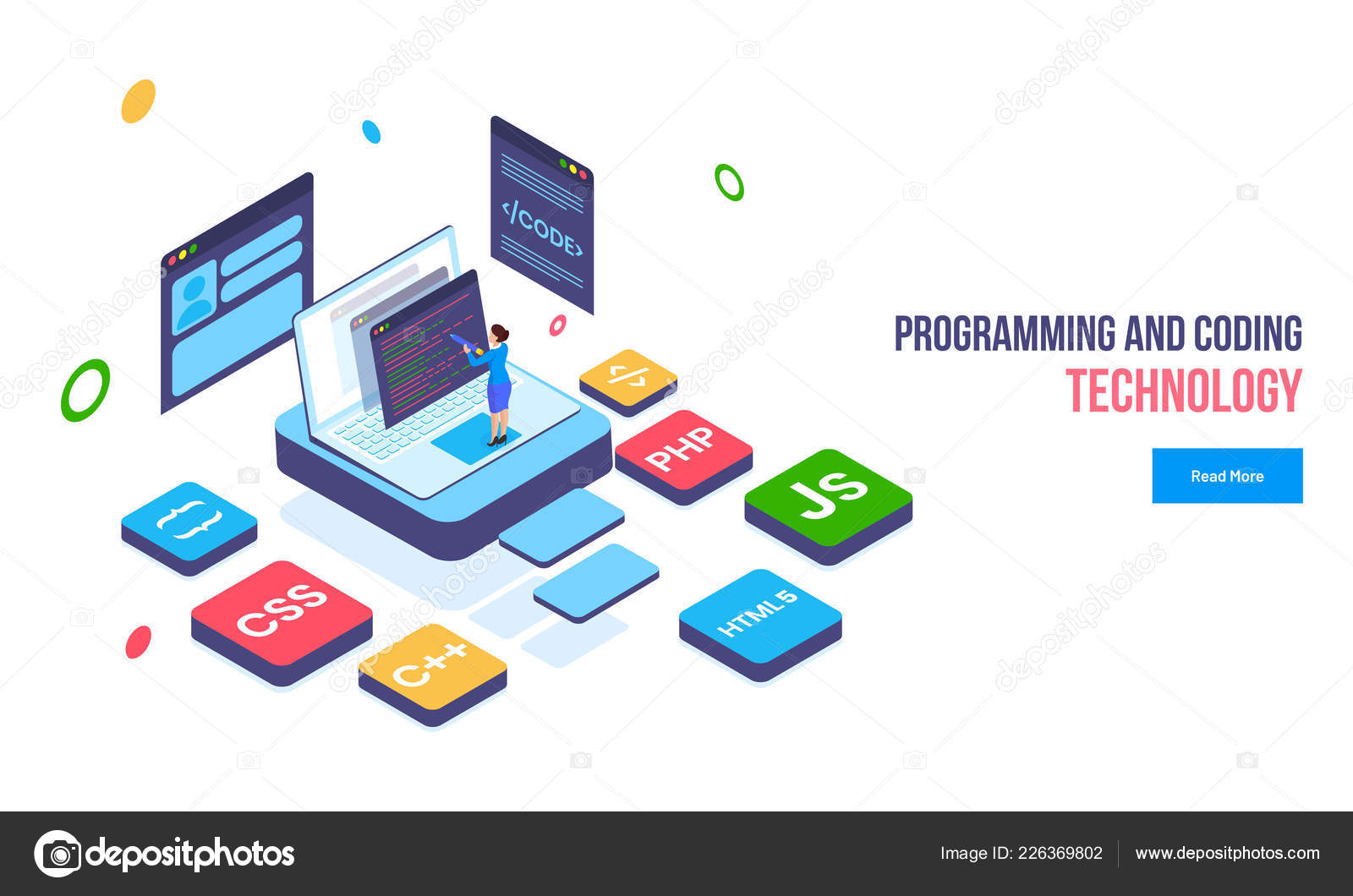 Developer Working Laptop Different Programming Language Coding ...