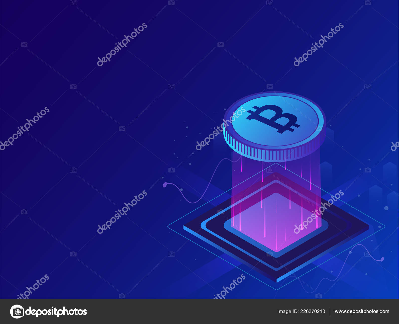 Crypto Mining Concept Based Isometric Design Bitcoin Emerging Rays Blue  Stock Vector by ©alliesinteract 226370210