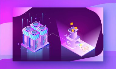 Kripto resmi döviz makine üzerindeki parlak arka plan kripto sunucularla bağlı paralar.