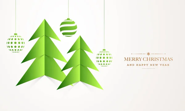 Χαρτί Origami Χριστούγεννα Δέντρο Κρεμαστά Στολίδια Άσπρο Φόντο Για Καλά — Διανυσματικό Αρχείο