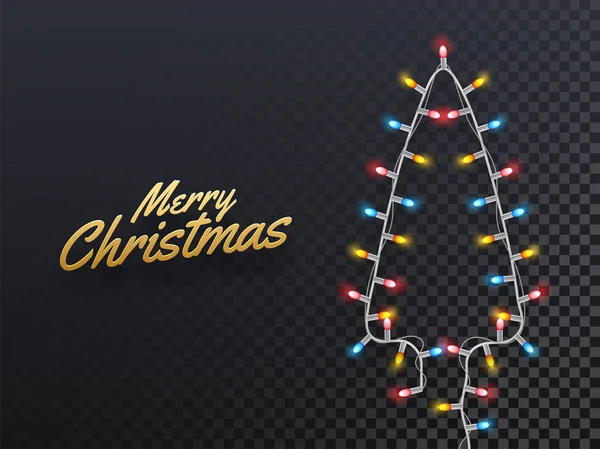 Illustrazione Vettoriale Dell Albero Natale Realizzato Ghirlande Illuminate Sfondo Png — Vettoriale Stock