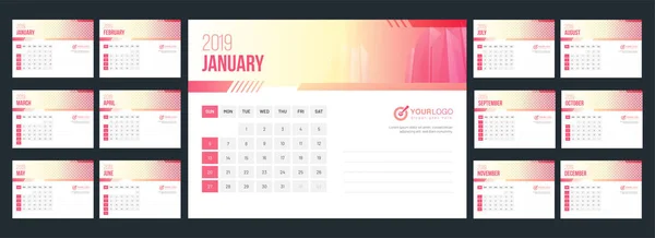 2019 Year Calendar Design Space Your Image — стоковый вектор