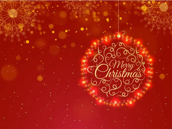 Illustration Bauble Made Illuminated Lighting Garlands Stylish Lettering Merry Christmas — Stock Vector