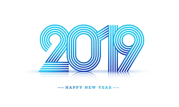 白い背景の青い色で創造的なテキスト 2019 新年のグリーティング カードのデザインとして使用できます — ストックベクタ