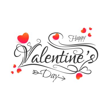 Şık metin Happy Valentine's Day beyaz zemin üzerine heartshapes ile.