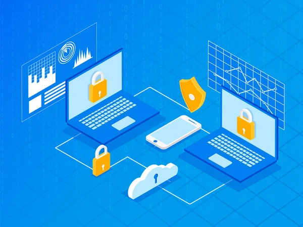 Concepto Seguridad Tecnológica Información Sobre Seguridad Cibernética — Vector de stock