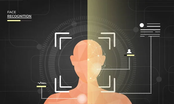 Konzept Biometrischer Identifikation Oder Gesichtserkennung — Stockvektor