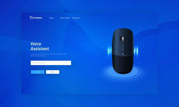 Website landing page or hero shot with voice assistant gadget.