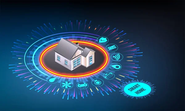 Hogar Inteligente Conectado Control Con Dispositivos Tecnológicos Través Red Internet — Archivo Imágenes Vectoriales