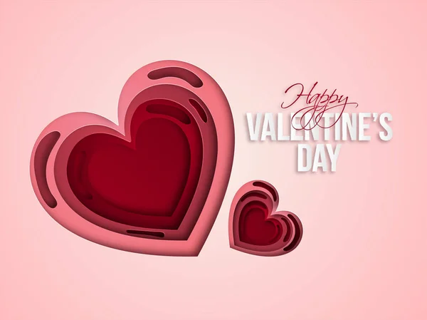 Kağıt Kesiği Kalp Şekli Valentine Day Kutlamaları Için — Stok Vektör