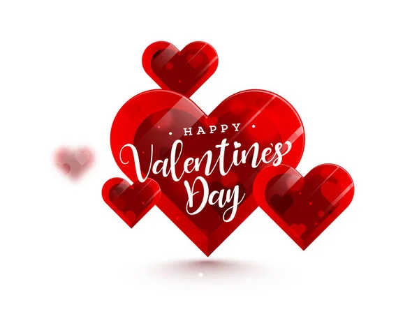 Happy Valentine Day Kutlamaları Için Parlak Kalp Şekilleri — Stok Vektör