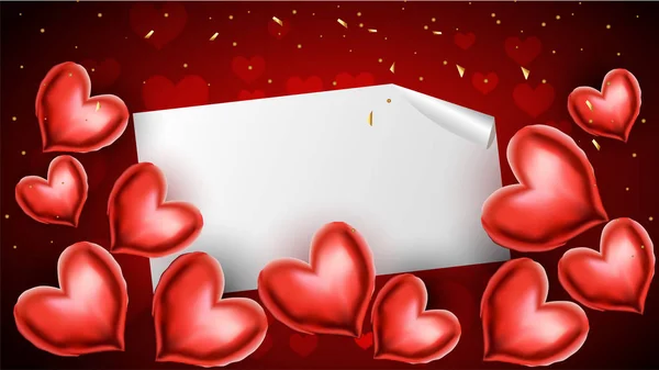 Red Heartshape Balloons Text Space Valentine Day Love Concept — Stock Vector