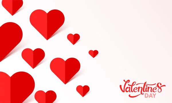 White Paper Heart Valentine Day Celebration Concept — Stock Vector