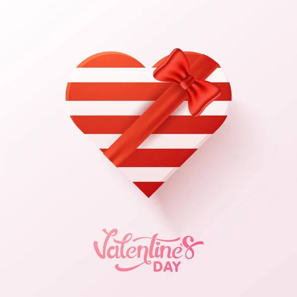 Kırmızı Beyaz Kalp Şekli Hediye Kutusu Sevgililer Günü Kavramı — Stok Vektör