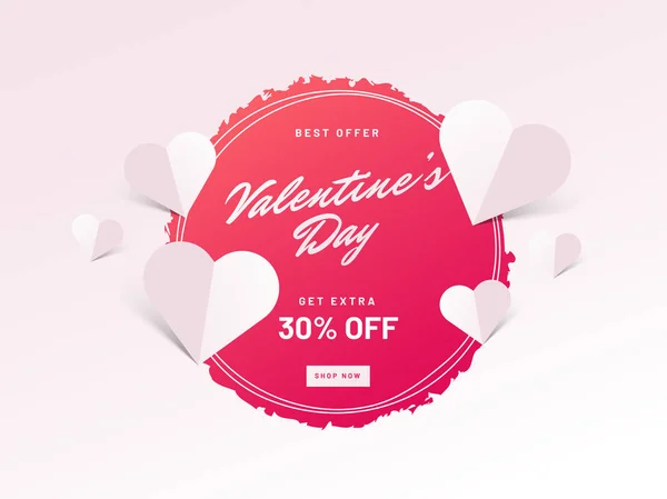 Happy Valentine Day Sale Banner White Paper Hearts — Stock Vector