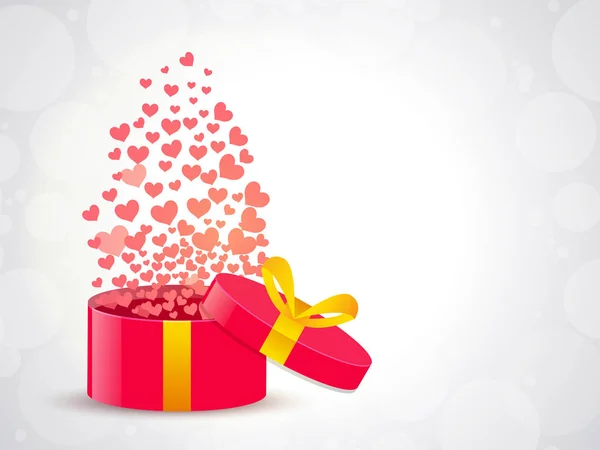 Fond Saint Valentin Avec Des Cœurs Sortant Une Boîte Cadeau — Image vectorielle