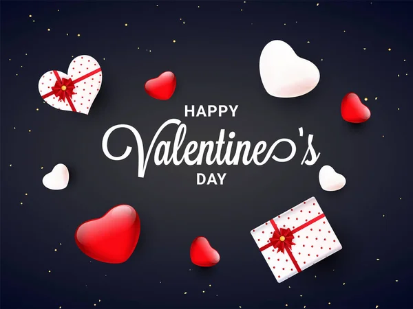 Día San Valentín Fondo Con Cajas Regalo Formas Corazón Vista — Vector de stock