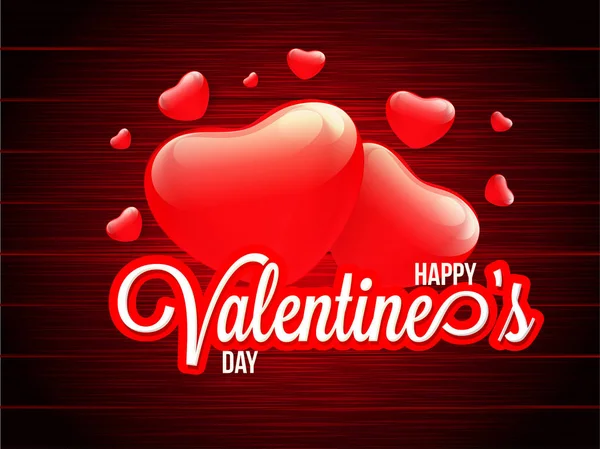 Corazones Rojos Brillantes Fondo Del Día San Valentín — Vector de stock