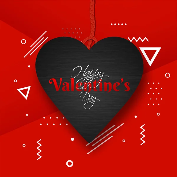 Mutlu Sevgililer Günü Kavramı Kırmızı Arka Plan Üzerinde Kalp Şeklinde — Stok Vektör