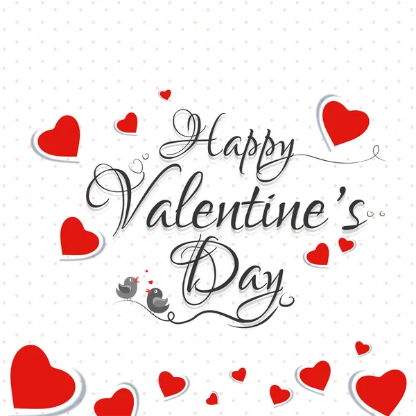 Happy Valentine Day Text Red Paper Hearts — стоковый вектор