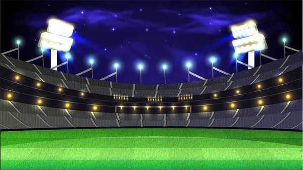 Cricket Tournament Night Stadium Background — Stock Vector