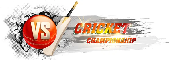 Cricket Championship Banner Ball Bat Halftone Background — Stock Vector