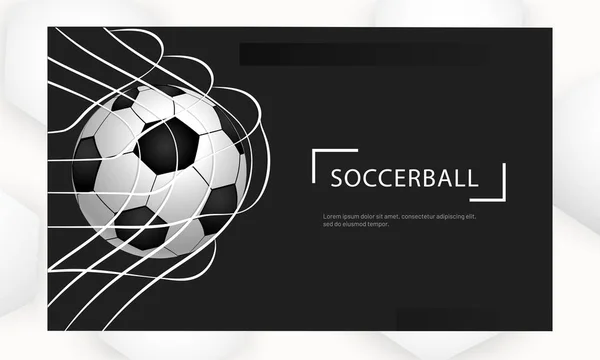 Realistischer Fußball Netz Auf Schwarzem Hintergrund Für Fußballturnierkonzept Basierend Auf — Stockvektor