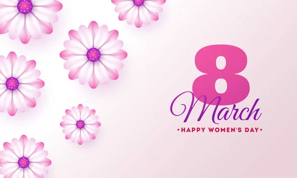 Marzo Feliz Día Mujer Diseño Tarjeta Felicitación Decorada Con Hermosas — Archivo Imágenes Vectoriales