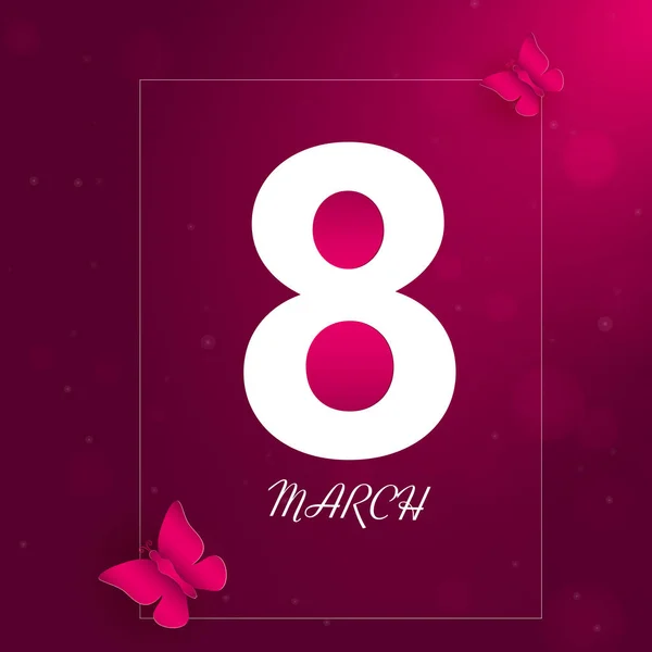 紙で飾られたピンクのグリーティング カード デザイン カット 月お祝い概念の蝶 — ストックベクタ