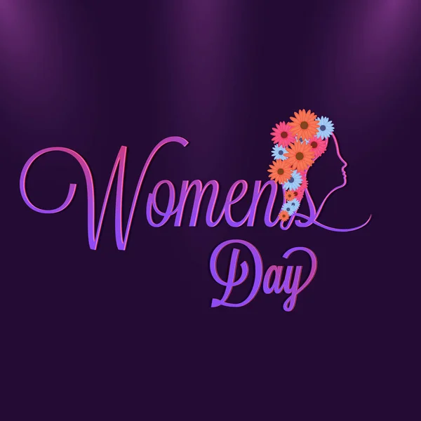 Letras Brillantes Del Día Mujer Sobre Fondo Púrpura Puede Utilizar — Vector de stock