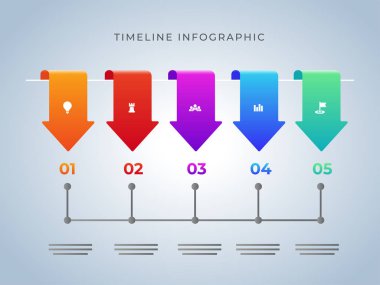 İş veya kurumsal sektör için beş farklı adımları zaman çizelgesi Infographic şablon tasarım.