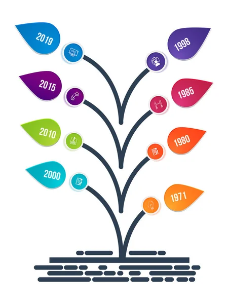 Elementos Infográficos Estilo Árvore Com Oito Anos Diferentes Fundo Branco —  Vetores de Stock