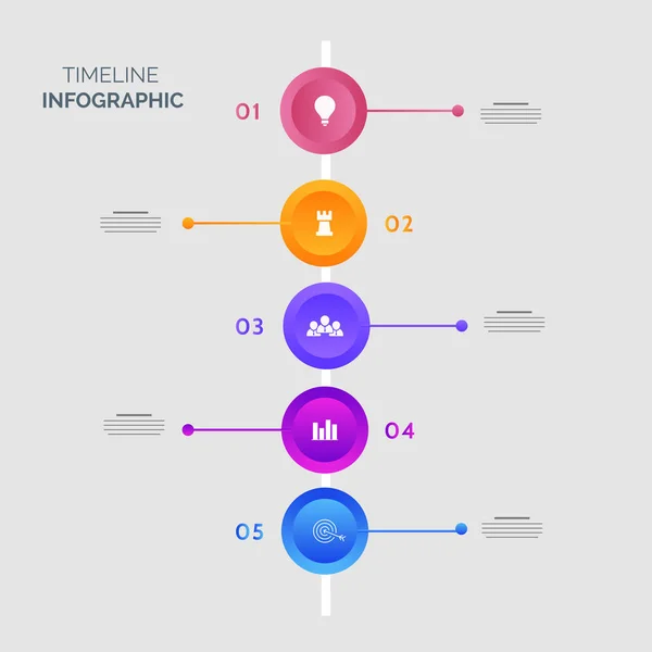 Farbenfrohe Fünfstufige Timeline Infografik Vorlage Für Unternehmen Oder Unternehmen — Stockvektor