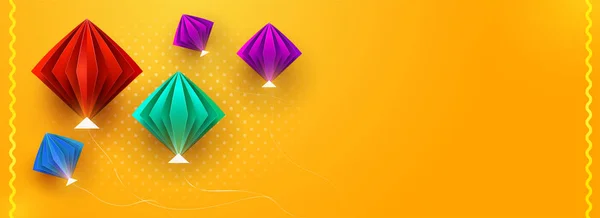 Aquiloni Origami Carta Lucida Decorati Sfondo Arancione Con Spazio Testo — Vettoriale Stock