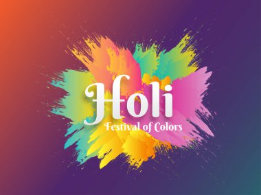 Holi başlık sayfası veya poster tasarım renkli fırça konturu efekti renkleri Hindistan Festivali kutlamaları için.