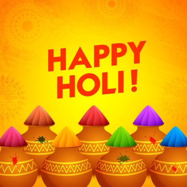 Mutlu bayram tasarım turuncu arka plan üzerinde renkli Demlikli şablonu veya el ilanı. Tebrik kartı tasarımı olarak kullanılabilir.