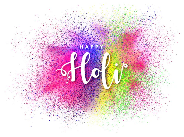 Κομψό Κείμενο Χαρούμενο Holi Splash Χρώμα Φόντου Μπορεί Χρησιμοποιηθεί Σχεδιασμού — Διανυσματικό Αρχείο