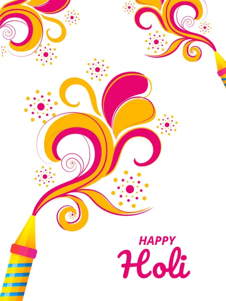 Floral Motif Decorated Greeting Card Design Happy Holi Festival Celebration — Stock Vector