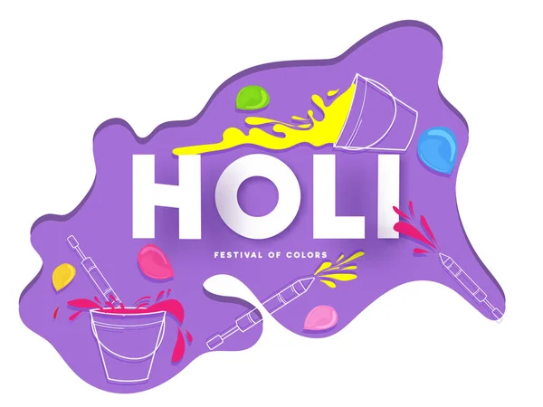 Cartel Celebración Del Festival Holi Diseño Pancarta Con Ilustración Los — Archivo Imágenes Vectoriales