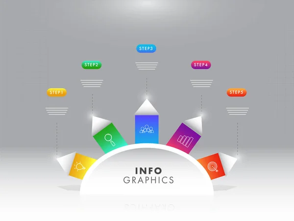 具有五个不同级别的光泽时间线信息图模板设计 — 图库矢量图片