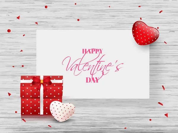 Щасливий День Святого Валентина Банерний Дизайн Сердечками Подарунковими Коробками Фоні — стоковий вектор