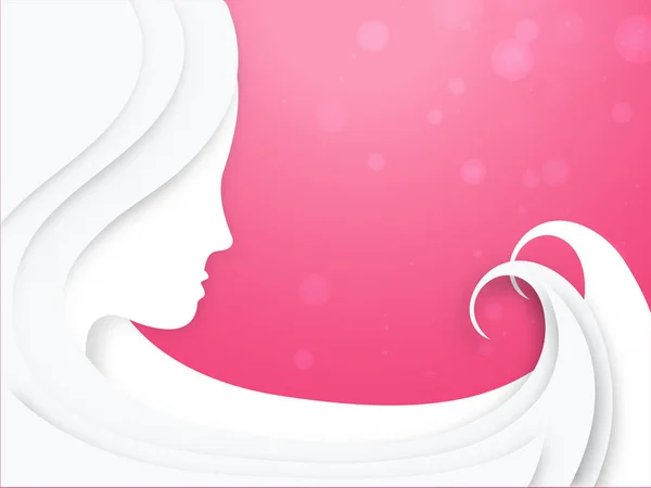 Паперовий Вирізаний Стиль Жінки Обличчя Глянцевому Рожевому Фоні Святкування Жіночого — стоковий вектор