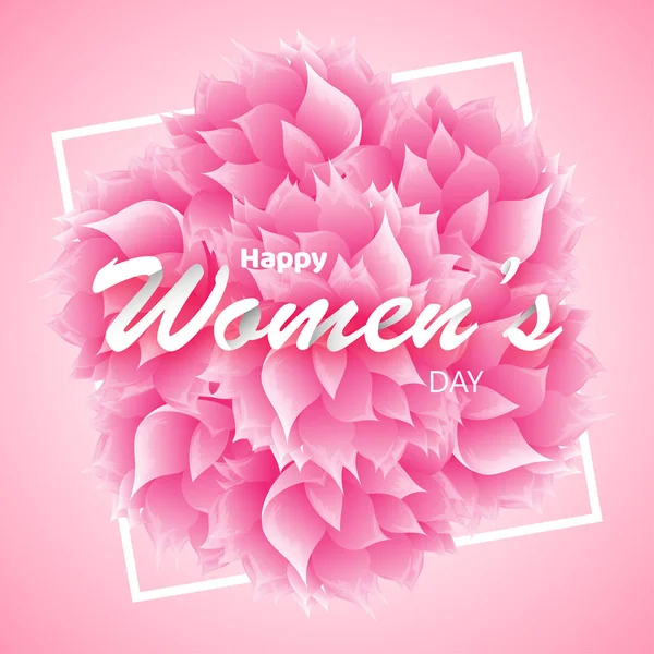 Bloeiende Roze Bloem Illustratie Glanzende Achtergrond Voor Happy Women Day — Stockvector