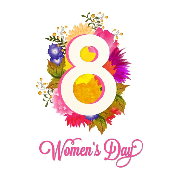 Flachen Stil Blumig Dekorierte Grußkarte Design Für Glückliche Frauentag Feier — Stockvektor